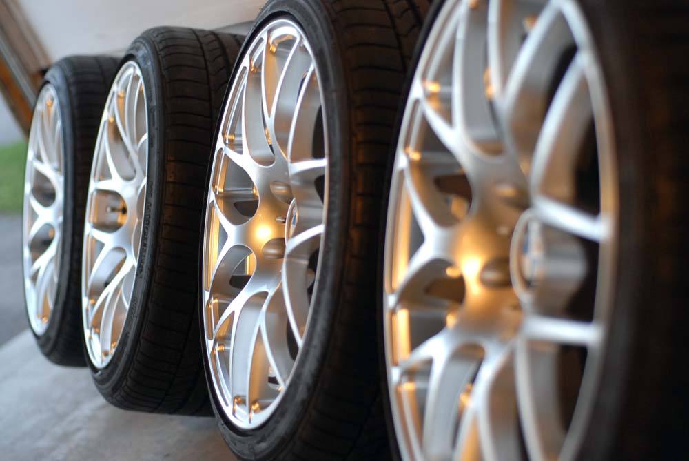 alloy wheels in a row